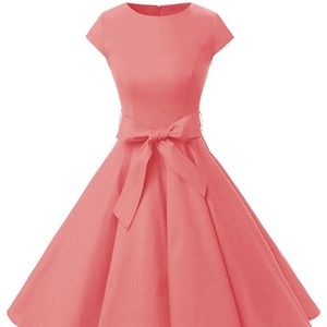 Women Vintage 1950s Retro Dress Cap-Sleeve